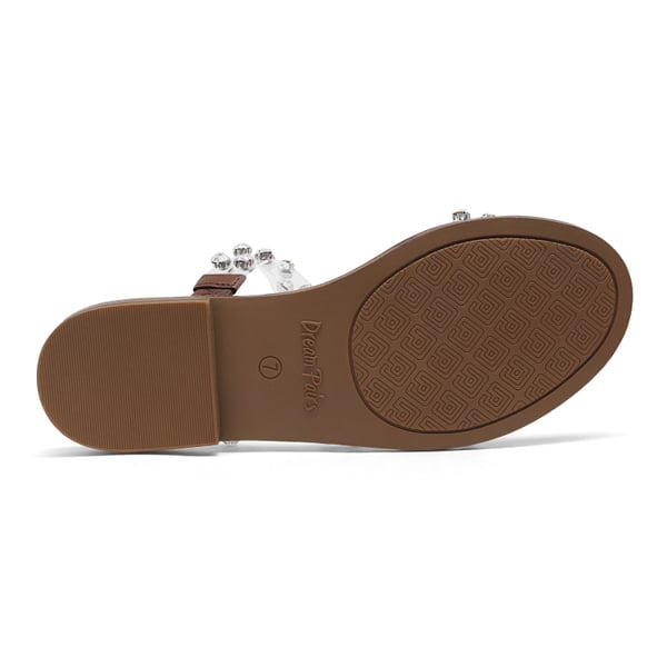 Clear Studded Rhinestone Flat Sandals - CLEAR RHINESTONE - 4